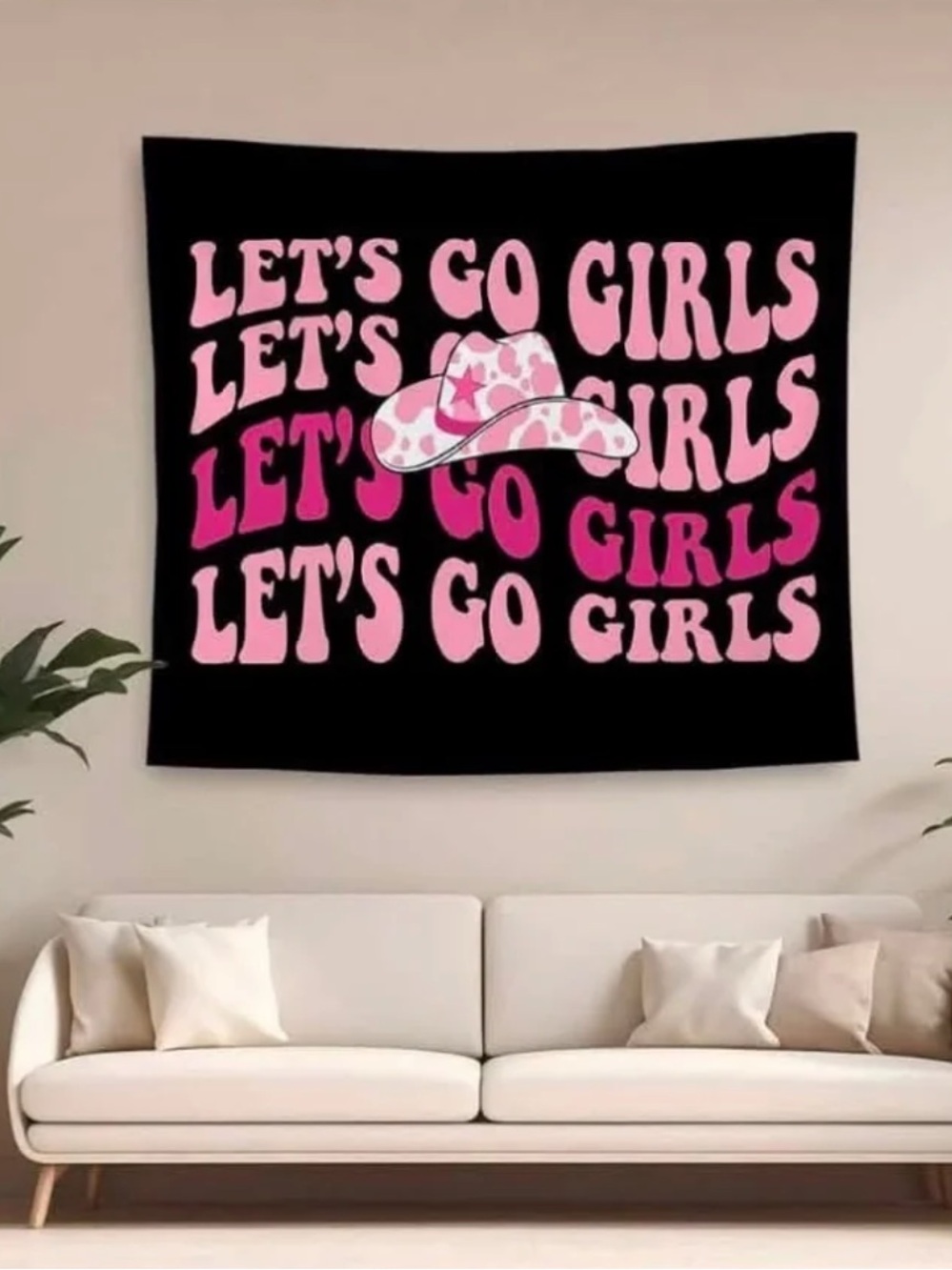 QGFM Hot Pink Tapestry, Let's Go Girls, 50x60 Inches new in package
